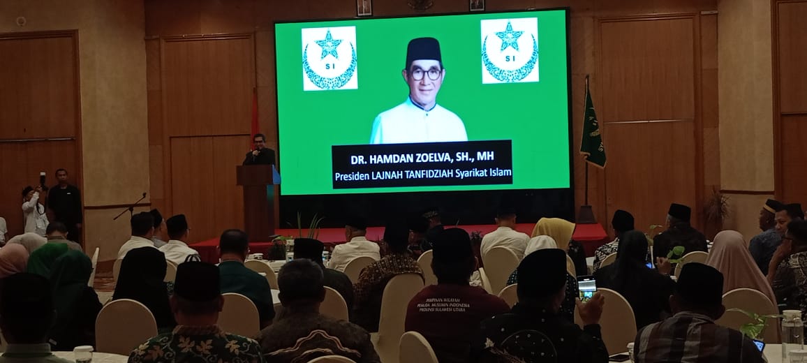 Presiden Lajnah Tanfidziah Syarikat Islam, Dr. Hamdan Zoelva, SH., MH, saat memberikan sambutan pada Muswil SI ke X